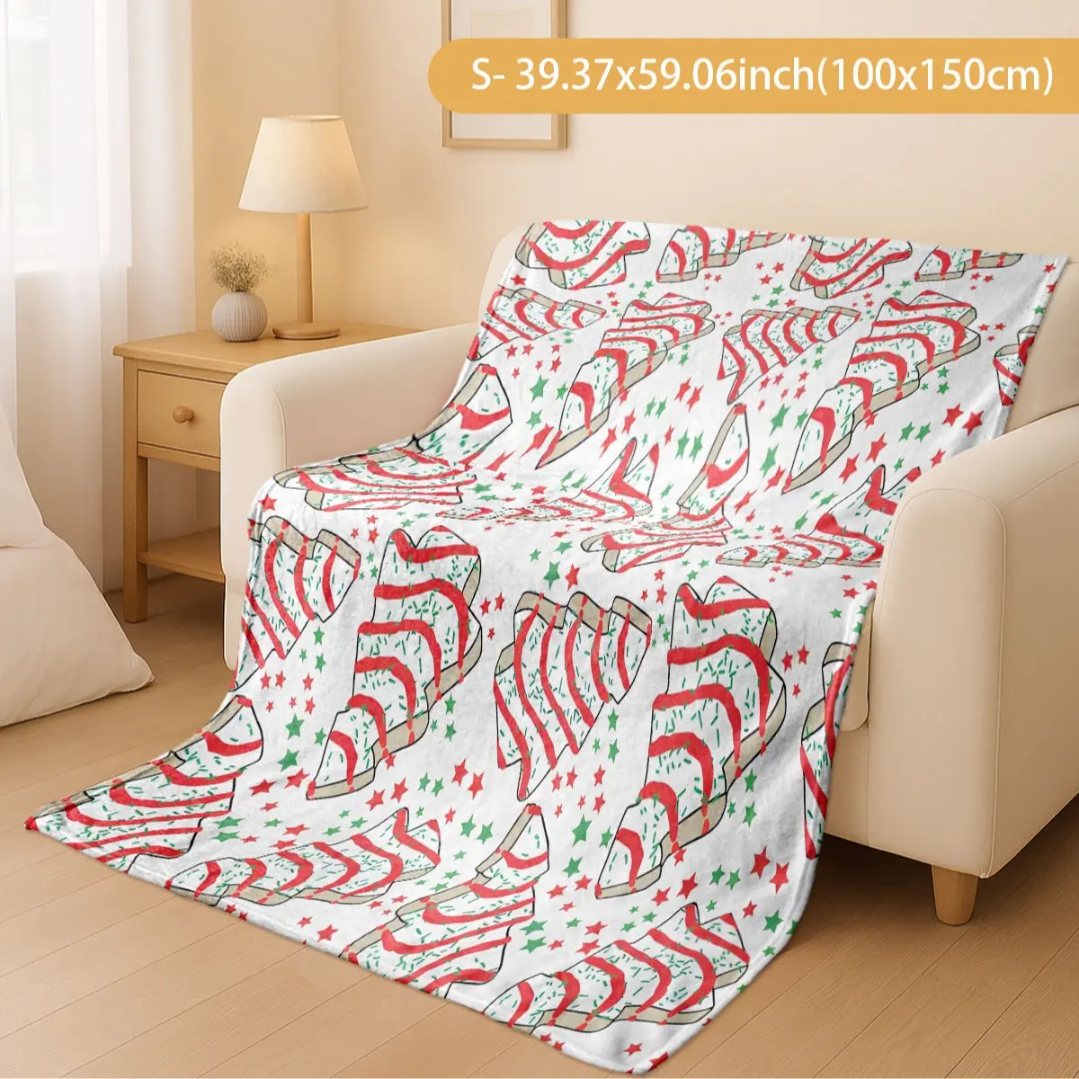 Soft Warm Christmas Tree Print Blanket, Throw Blanket, Perfect for Naptime Sofa Office Bed Camping Travel Cozy Home Decor Accessory