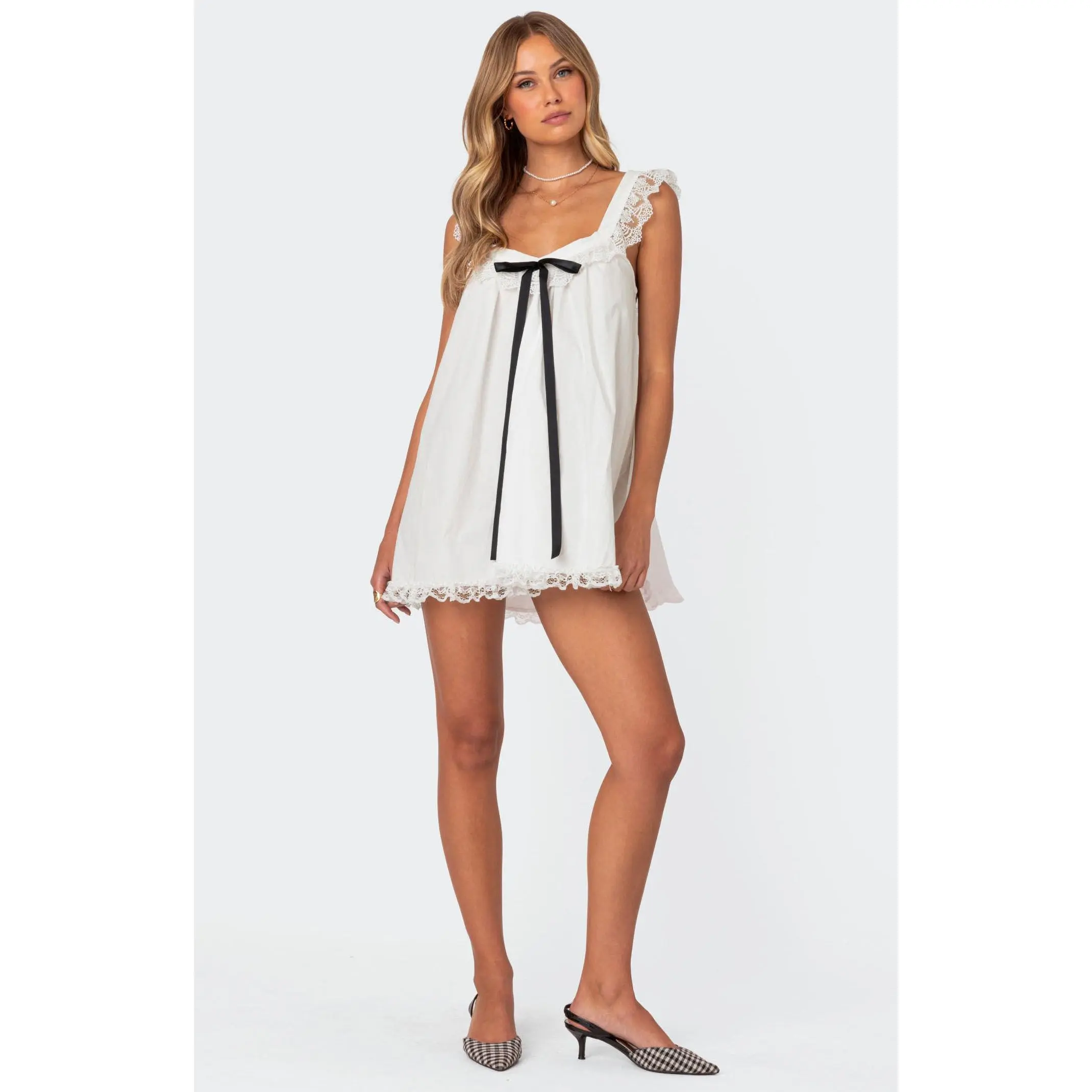 Edikted Women's Rayne Lacey Babydoll Mini Dress - TikTok Shop