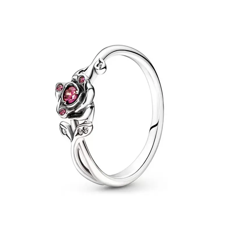S925 Sterling Silver Ring Cinderella Princess Rose Crown Ring for Women Fashion Light Luxury