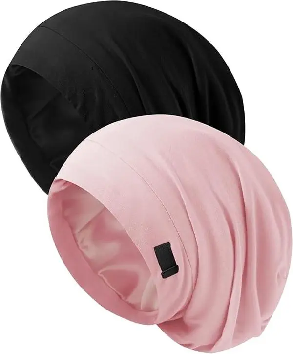 Satin Lined Sleep Cap Bonnet - Adjustable Silk Bonnet for Hair Protection