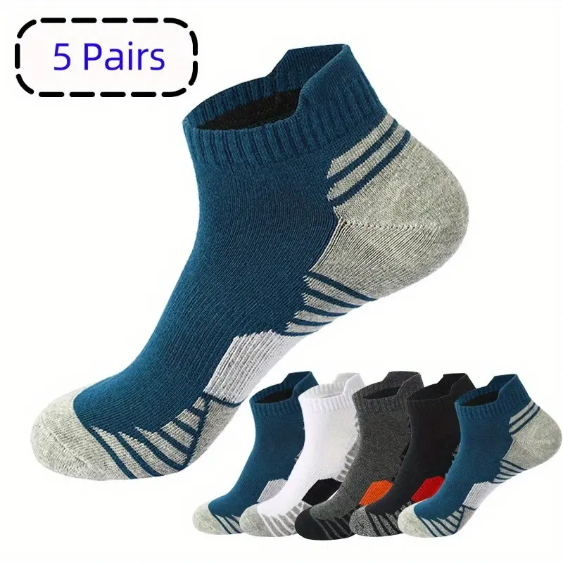 Men's 5-Pair Low-Cut Ankle Tubesocks, Breathable Soft Summer Sporty Socks, Casual Socks, EU Sizes 38-45