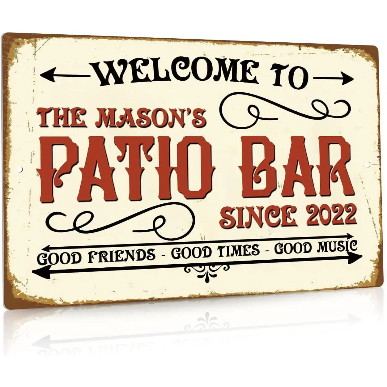 Putuo Decor Personalized Patio Bar Sign, Custom Name, Welcome To Patio Bar Wall Metal Sign, 12X8 Inches Vintage Aluminum Metal Sign