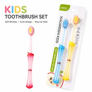Kids Soft Bristle Toothbrush Set, 2 PCS Cute Childrens Toothbrush with Comfortable Grip, Fruit Handle Design for Daily Brushing