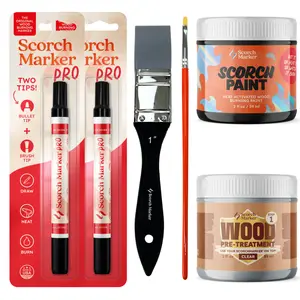 Intermediate Bundle - Heat Activated Wood Burning Kit - 2 Scorch Markers, Scorch Paint, Wood Pretreatment, 2 brushes