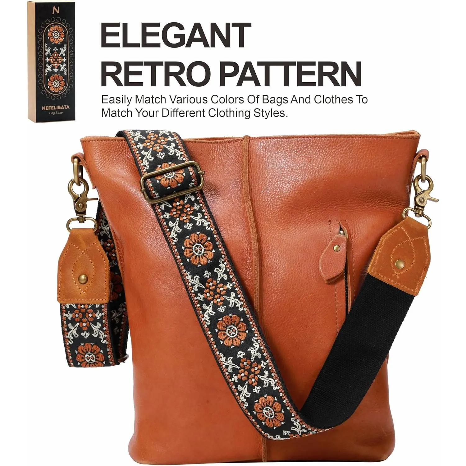 Nefelibata Purse Strap, 2" Crazy Horse Leather End Shoulder Strap Adjustable Replacement,Retro Jacquard Embroidery Multi-pattern Crossbody Bag Straps for Handbag,Crossbody Bags(Brown flower) Nefelibata Purse Strap, 2" Crazy Horse Leather End Shoulder Strap Adjustable Replacement,Retro Jacquard Embroidery Multi-pattern Crossbody Bag Straps for Handbag,Crossbody Bags(Brown flower)