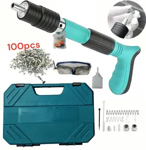 Manual Mini Steel Nail Gun 5 Gears Power Adjustable Wall Nail Guns for Ceiling，Manual Steel Nails Gun Tool, Concrete Nail Gun, Mini Portable Nail Shooting Machine with 100 Nails (Nail Gun Set), dealsforyoudays