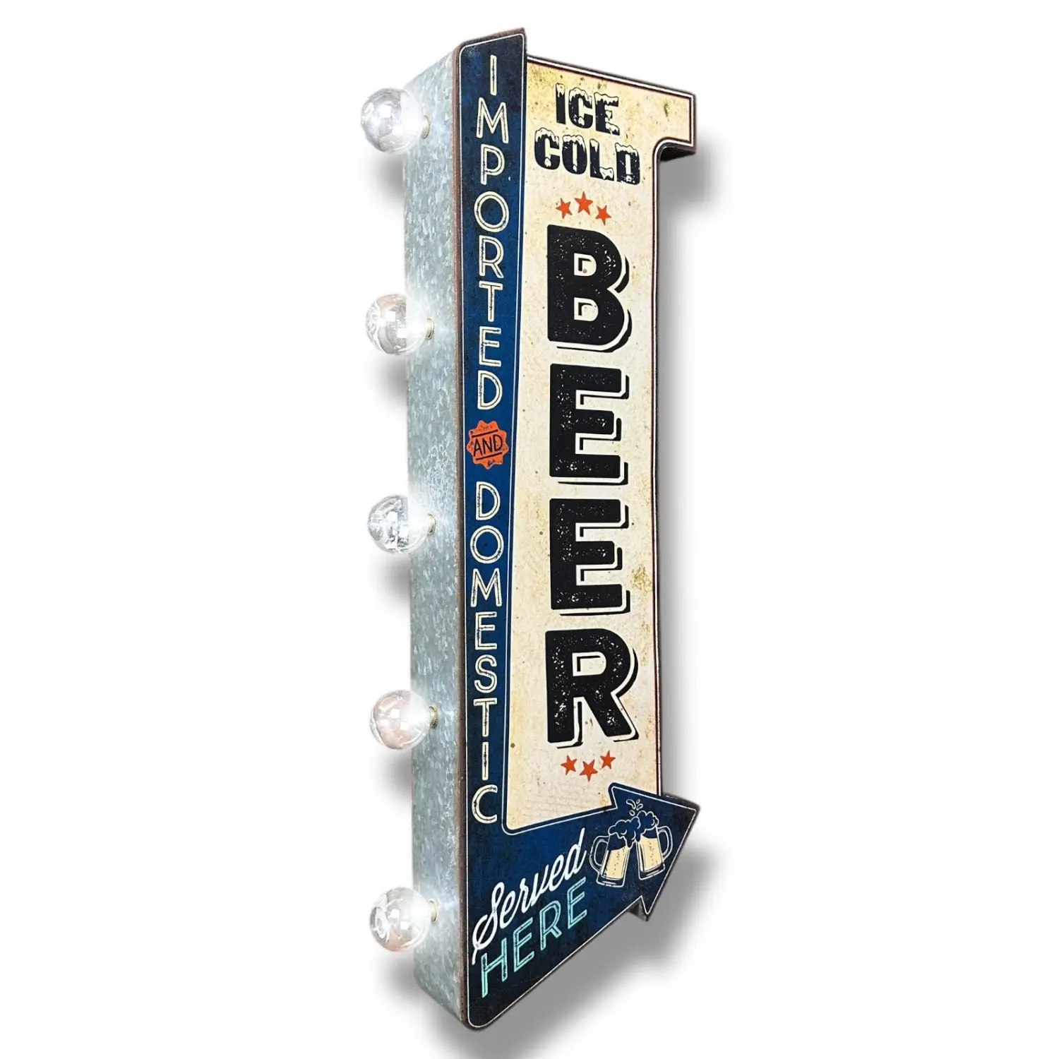 Retro Vintage LED Beer Marquee Sign, Double-Sided Wall Mount Metal Plaque, Home Bar Decor, Gift-Ready Boxed Metal LED Sign