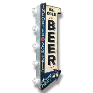 Vintage Style Beer Marquee LED Sign Double Sided Wall Arrow Bar Man Cave Decor