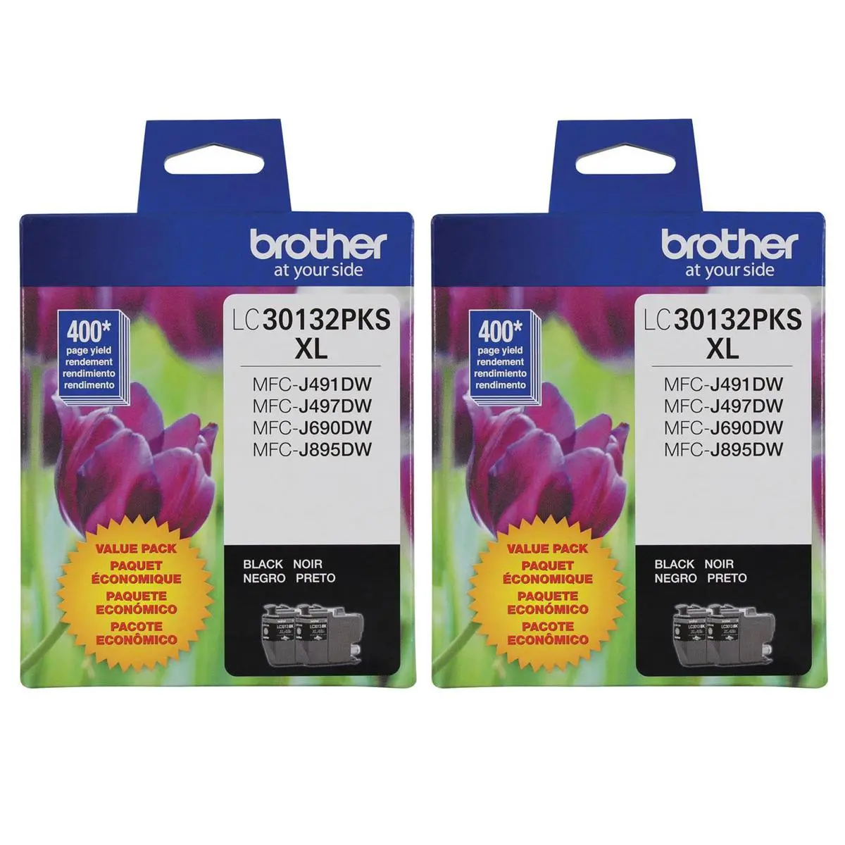 Brother 2 Pack LC3013 High Yield Ink Cartridge, Up to 400 Pages, Black, 2-Pack