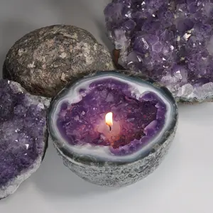 Amethyst Handmade Crystal Geode Candle