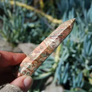 3.75in Pink Leopard Skin Jasper Crystal Tower, lj4