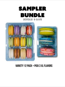 Amanda's Macaron Shoppe Sampler Bundle - 12 Pack + 3 XL Flavors, Gluten-Free French Macarons, Dessert Sweet Treats