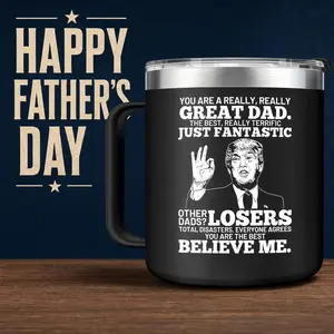 14oz Ceramic Coffee Mug, Reusable Washable Drinkware Tumbler, Best Dad Ever Gift for Father's Day & Birthday Presents