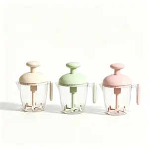 Push-Button Egg Beater for Home Use, with Transparent Cup, Manual Push-Button Design, Plastic Blade, Egg Beater, Cream and Cake Mixer, Multi-Functional Egg Beater, Mixing Wonder