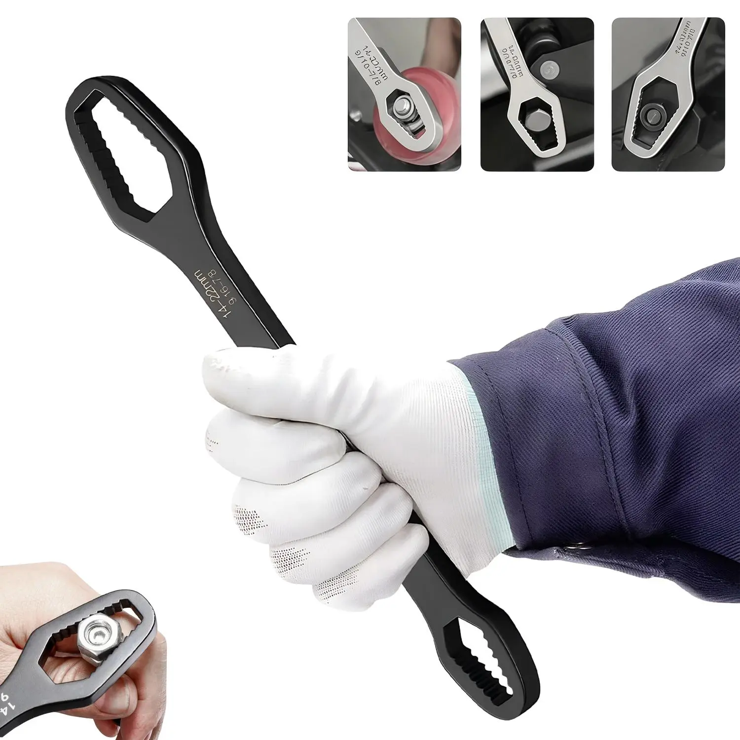 9–22mm Universal Adjustable Wrench, Double-Ended Self-Adjusting Spanner Tool for Nuts, Bolts and Pipes, Compact Multi-Function Hand Tool for Automotive, Plumbing, Home Maintenance and DIY Repairs