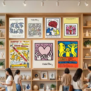 K-Keith-H-Haring Fashion Poster HD Heavy-Duty Self-Stick Waterproof Wall Decor Tool-free durable Conceals wall flaws elevates style for living rooms bathrooms & kitchens