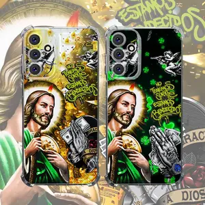 San Judas Tadeo Graffiti Art Design Showcase Your Faith Good Fortune Aesthetic TPU Casing For SAMSUNG GALAXY A14A15A16A25A26A34A35A36 4G 5G IPHONE 17 Four Corners Transparent Soft Silicone TPU Gift Shockproof Anti-Drop premium beautiful Phone Cases L1788