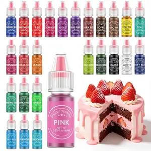 26 Edible Liquid 0.25 Fl oz/Bottle Set Food Coloring Ultra Vibrant Food Grade for Mother's day Easter Christmas Baking Supplies Icing Fondant Cookies DIY Dessert Decorating
