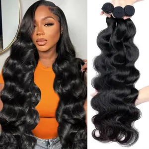Body Wave Human Hair Quick Weave Bundles with 2x6 Closure 30inch Straight Sew In Hair Extensions Brazilian Hair Bundles 3 Bundles with 4x4 Closure