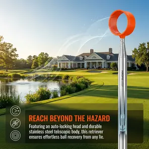Golf Ball Picker Upper, Retractable Stainless Steel Double-Sided Ball Grabber & Retriever Tool for Sports & Outdoor Use