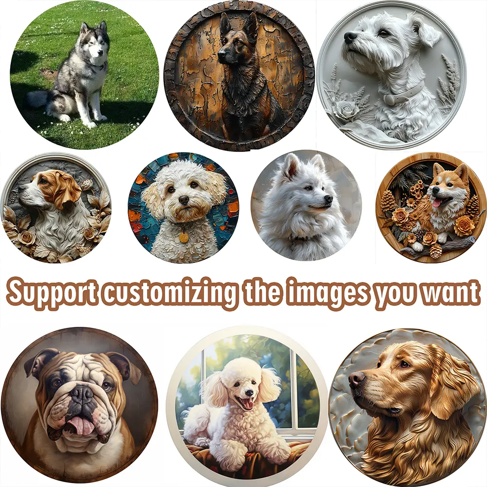 Customizable Round Aluminium Wall Clock with Custom Images - Wall-Mounted Modern Room Decor, Indoor Home Supplies Souvenir for Pet Enthusiasts