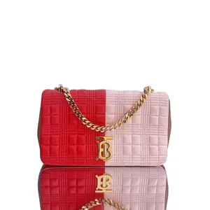 Pre-owned Leather Shoulder Bags Burberry Micro Quilted Lola Shoulder Bag Red Pink Leather