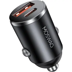 Car Charger, Invisible Cigarette Lighter USB Adapter [All Metal & Mini], 2 Port Car Adapter, QC3.0 Dual Port Cigarette Lighter for iPhone 17 16 Samsung S25 Ultra Piexl 10 and More