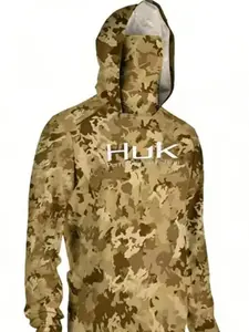 Men’s UPF 50+ Sun Protection Hoodie with Face Cover, Quick Dry Breathable Mesh Long Sleeve UV Shirt, High Performance Compression Activewear, Athletic Outfit for Fishing, Outdoor Work