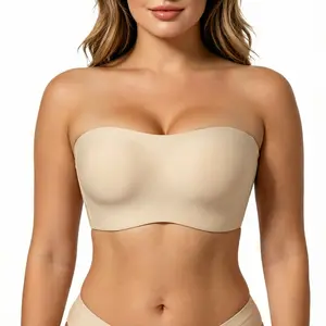 VRCOMFY  Women’s Strapless Jelly Bra Double Anti-Slip Wire-Free Support with Detachable Straps, Seamless Comfort for Everyday  bra