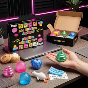 8-Piece Sensory Toy Set, 6 Novel Squeeze Toys, Cute Stress Relief Plush Toys for Kids and Adults, Perfect for Parties and Daily Relaxation