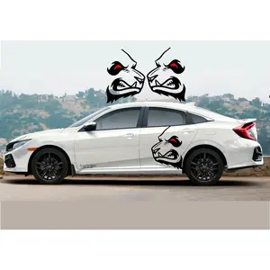 ANGRY Panda Decal INCLUDES BOTH Sides.. Sticker  Decal for Honda Civic and for mostly every sedan or suv vehicle
