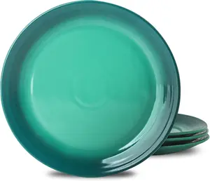 Hasense Ceramic Plates Set of 4, 10 Inch Large Dinner Plates Set, Serving Salad Dessert Plates for Christmas Holiday Party, Modern Dinnerware Set, Microwave, Oven and Dishwasher Safe, Gradient Green