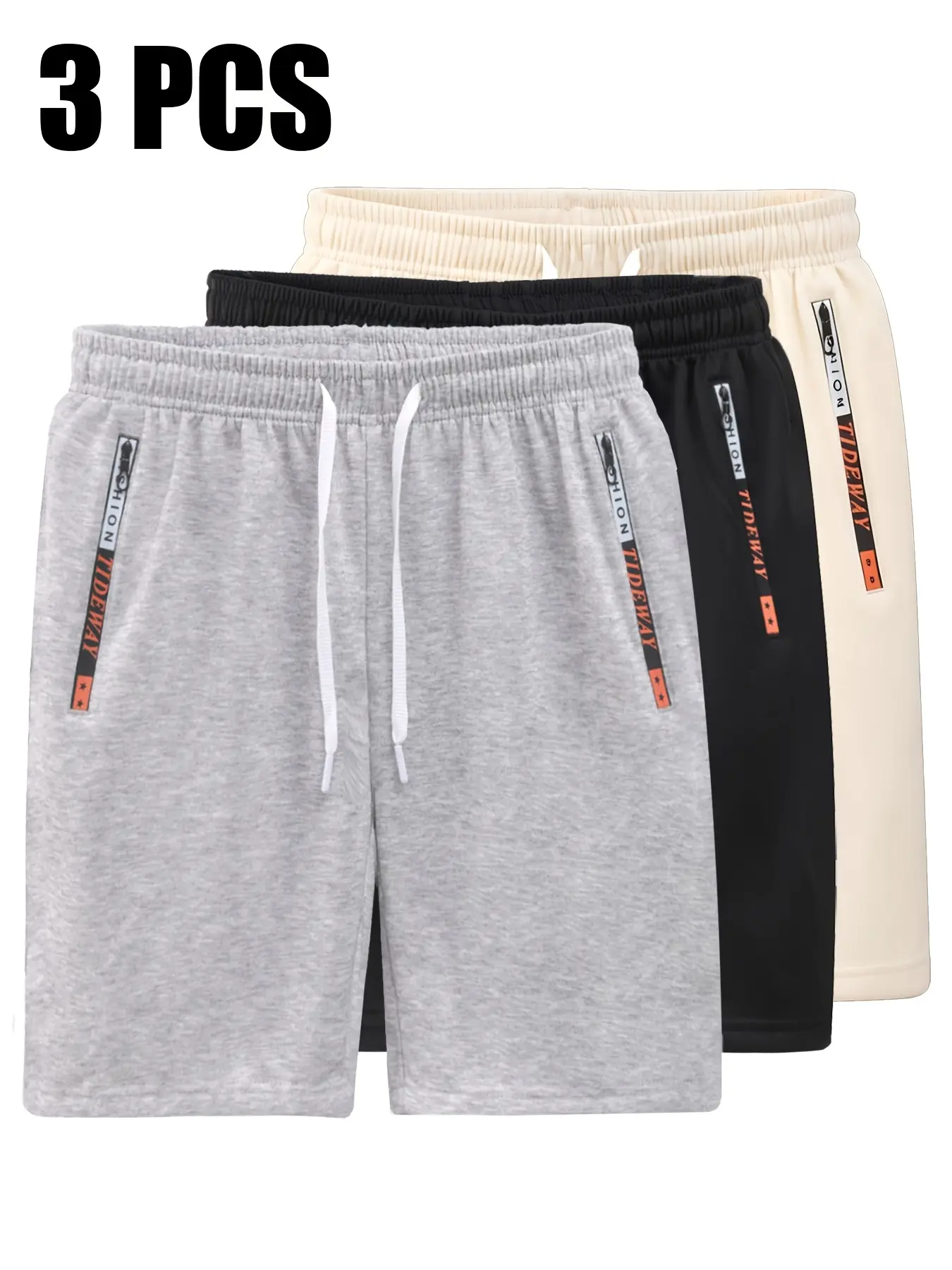 Men’s Casual Outdoor Shorts – Polyester, drawstring waist and zippered pockets, machine washable, smooth fabric, suitable for summer activities, plus-size athletic shorts, men’s gift
