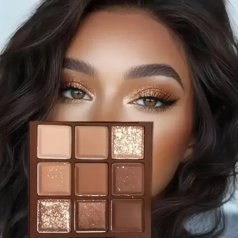 9 Color Chocolate Cosmetic Eyeshadow Palette, Highly Pigmented, Matte & Glitter, Shimmering Eye Shadow Makeup Products