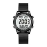TIMEURE Men's Stainless Steel Metal Fitness Tracker Watch - Waterproof Pedometer (30m), Step Counter, Calorie/Distance Tracker, Alarm, Countdown Timer, Breathable Band, No App/Charging, Outdoor Wear (TU 2306B)