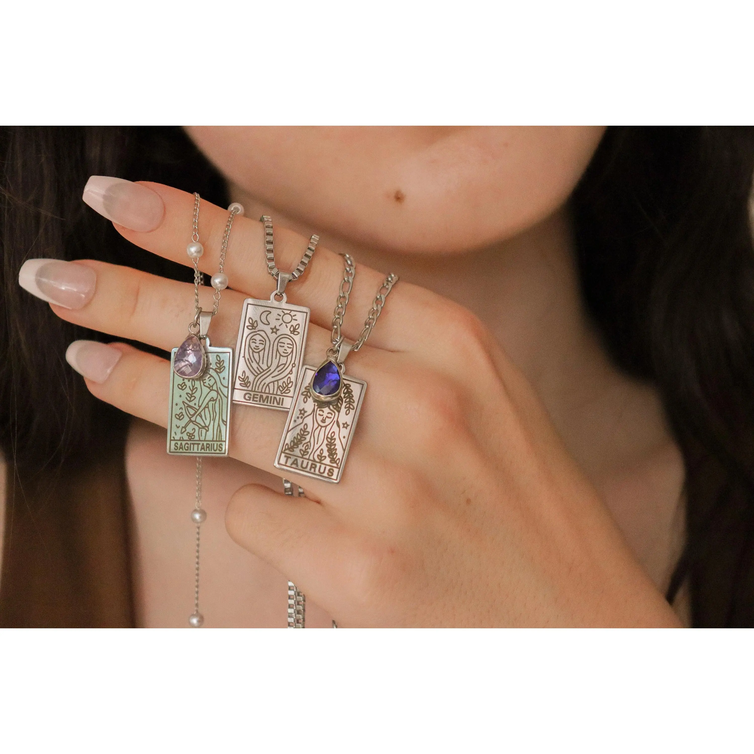 Stunning Silver Zodiac Necklace, Waterproof , Gift for her