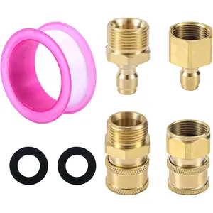 4pcs M22-15mm to 1/4in Pressure Washer Adapters, Pressure Washer Coupler Quick Disconnect & Fast Connect Hose Fittings Power Washers Adapter Kit Attachment for Power Washers Hose Pump 5000 PSI