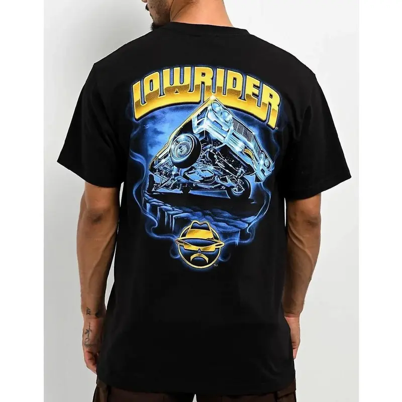 Lowrider 4 On 3 Black T-Shirt Top Cotton Man Streetwear Crewneck Tropical Shortsleeve Casual Menswear IBQ
