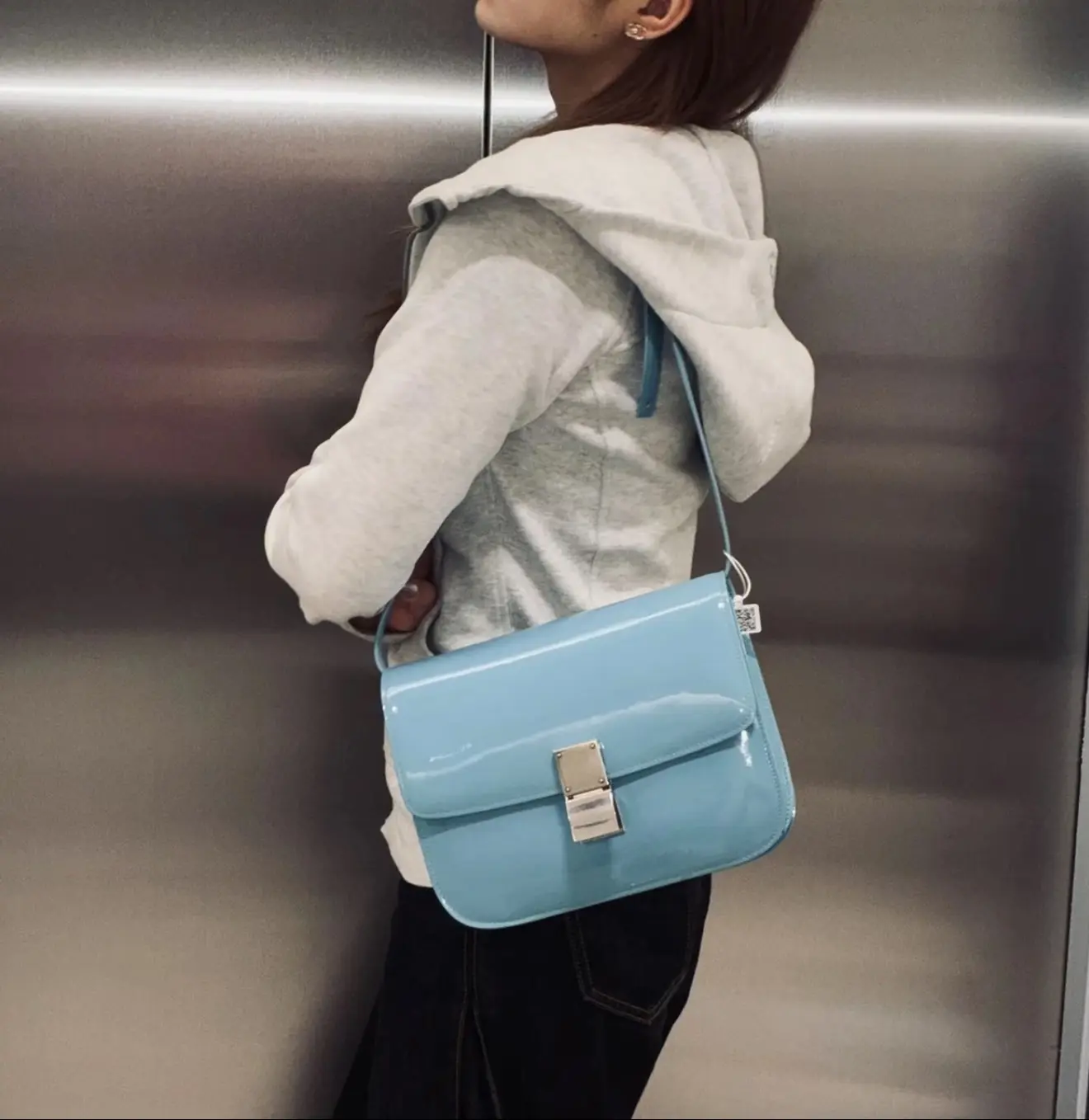 Pre-owned Celine Vintage Blue Leather Shoulder Bag Very Good Condition, Minor Discoloration, Free and Fast Shipping