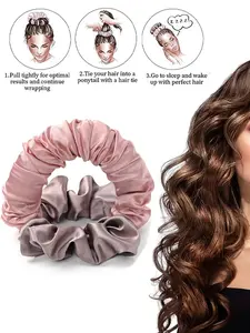 1pc Satin No Heat Sleep Hair Curler, Soft Round Bun Hair Roller, Damage-Free Long Hair Styling Tool for Night Use, Heatless Hair Curlers