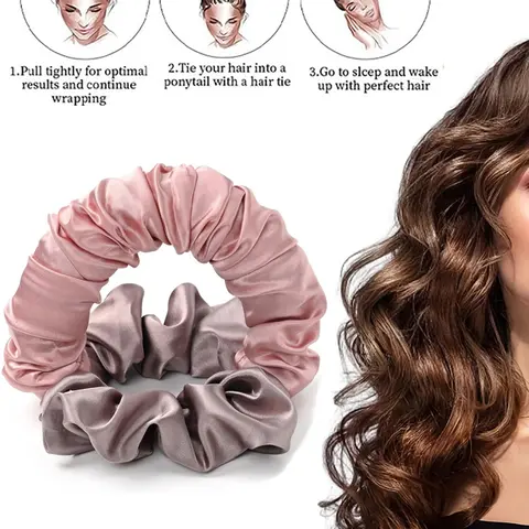 1pc Satin No Heat Sleep Hair Curler, Soft Round Bun Hair Roller, Damage-Free Long Hair Styling Tool for Night Use, Heatless Styling Tools, Heatless Hair Curlers