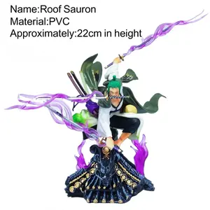22CM One Piece Anime Action Figure Roronoa Zoro Three Sword Style Roof Scene PVC Collection Model Statue Toy Gift