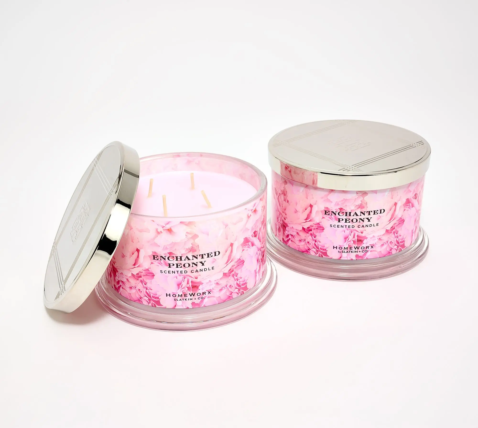 HomeWorx by Slatkin + Co. S/2 18oz Enchanted Peony Candles HomeWorx by Slatkin + Co. S/2 18oz Enchanted Peony Candles