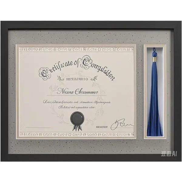 Navy & Gold Graduation Frame with Tassel Holder for 8.5x11 Certificate, Double Mat Diploma Display with Real Glass, Elegant Degree Holder for Commencement, Durable Document Frame for Wall Mounting Decor Photo