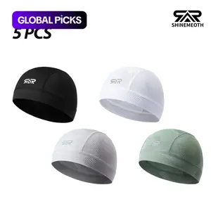 Shinemeoth 5PCS VALUE PACK Quick Dry Cycling Caps - Ultra-Lightweight & Sweat Wicking Helmet Liners, Non-Fade Cationic Fabric Breathable Skull Caps for Biking & Running, Sports Hat #GLOBAL PICKS