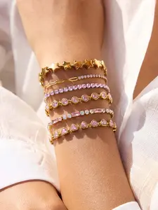 Titanium Steel Heart Zirconia Bracelet, Luxury High-End Jewelry, Stainless Steel Chain, Retro Style, Gift for Daughter, All Seasons