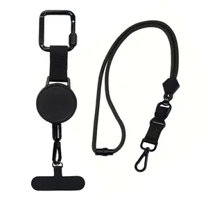 Outdoor Hiking Buckle Clip Backpack Hanging Piece, Safety Anti-Loss Phone Holder Pad, Durable Round Rope Lanyard