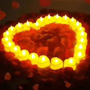 Rose Petals and Candles Set for Romantic Decoration, 1000 Pcs Red Rose Petals and 24 Pcs Heart Candle Lights for Special Night, Wedding, Anniversary, Valentine Day for Hotel and Bedroom Decor