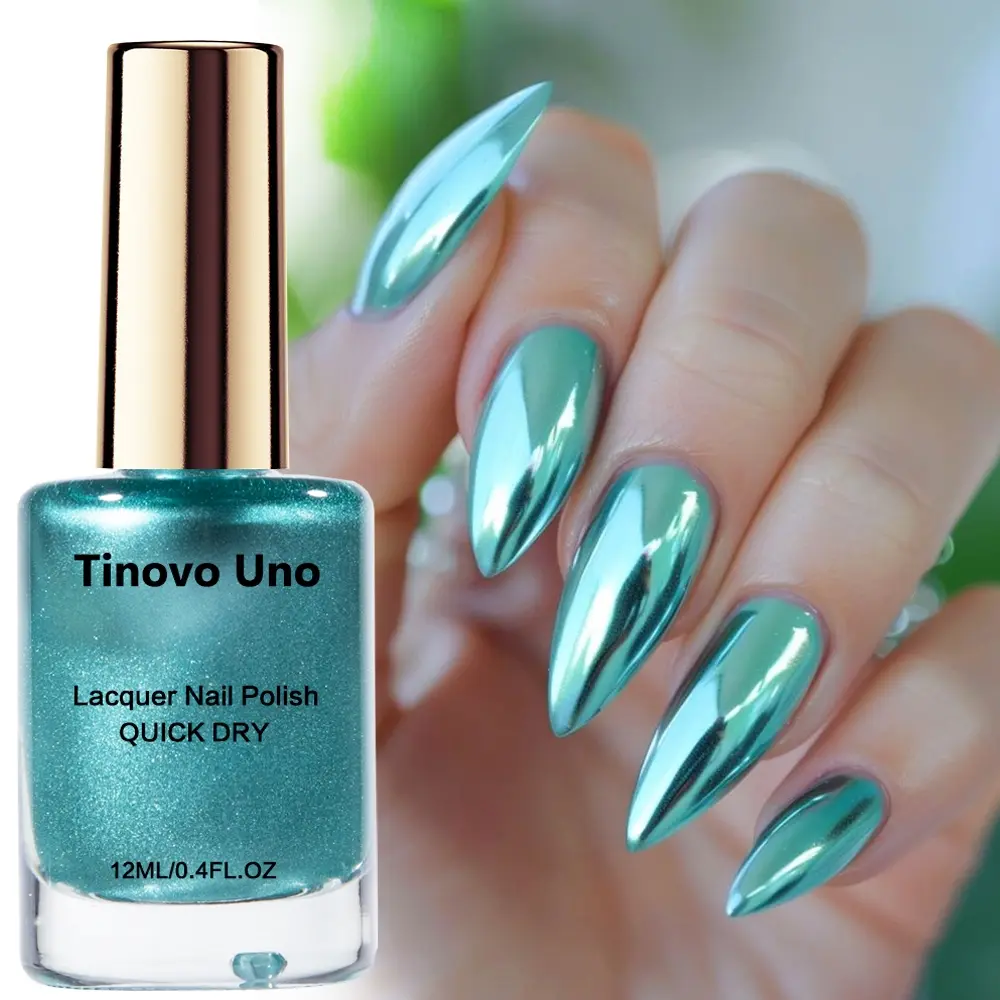 Tinovo Uno “Lacquer Nail Polish - Cool blue”-12ml Metallic Finish Nail Polish, Trendy Cool Blue Shade, Perfect for Trendsetters and Fashion-Forward Individuals, A Must-Have Salon-Quality Nail Polish for DIY Nail Art Enthusiasts
