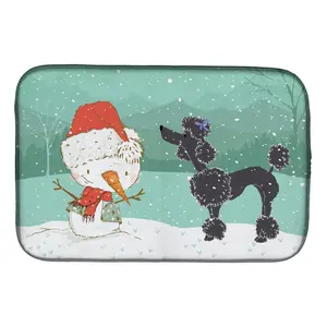 212 MAIN Rectangular Black Poodle Snowman Christmas Placemat, 14x21 in, Home Kitchen Tableware & Dish Drying Accessory